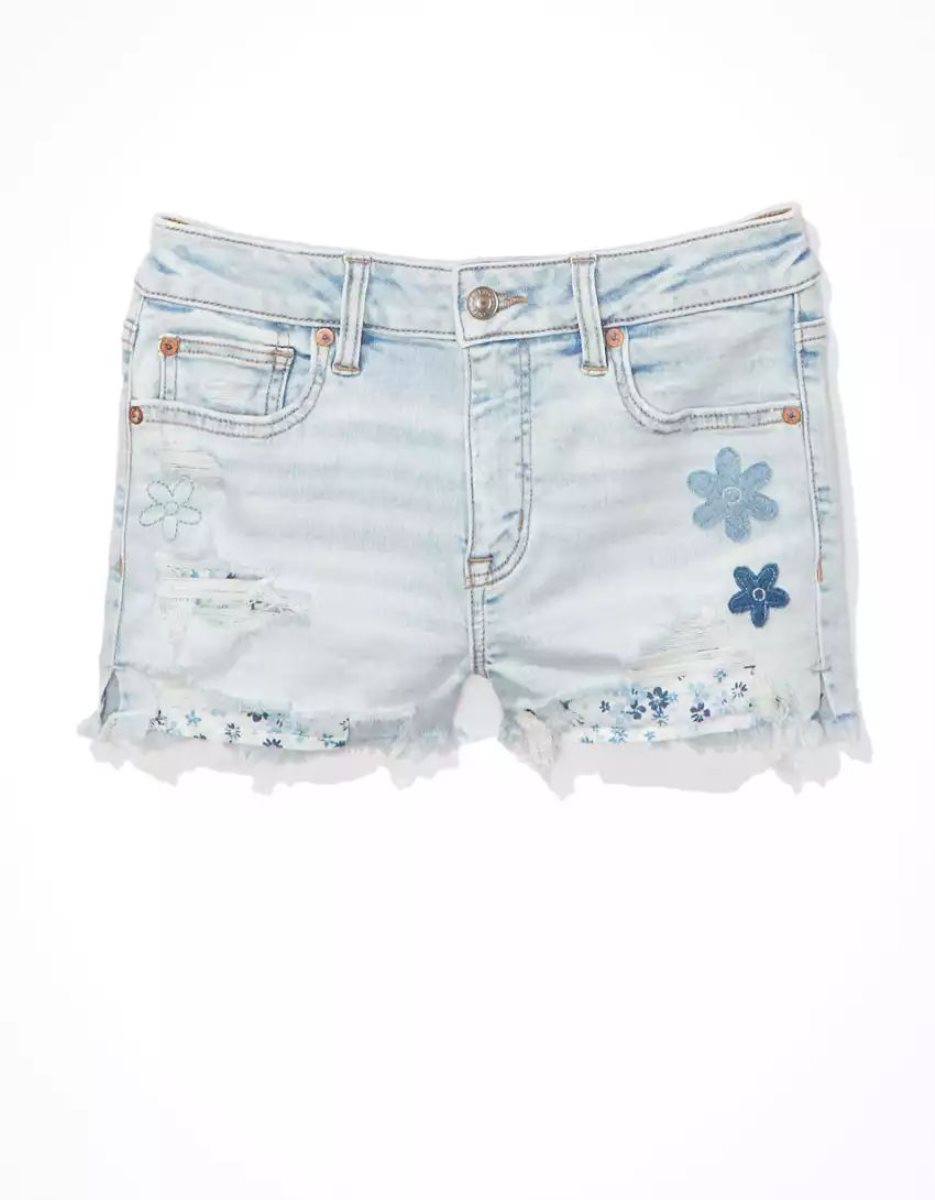 Shorts American Eagle AE Ne(x)t Level High-Waisted Denim Lavage Clair Femme | MSY-42989097